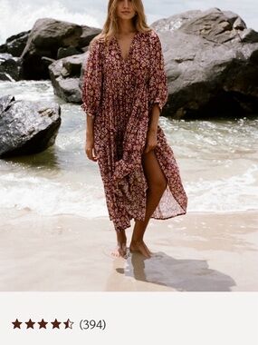 Daughters of India Burgundy Floral Maxi Dress/Cover Up